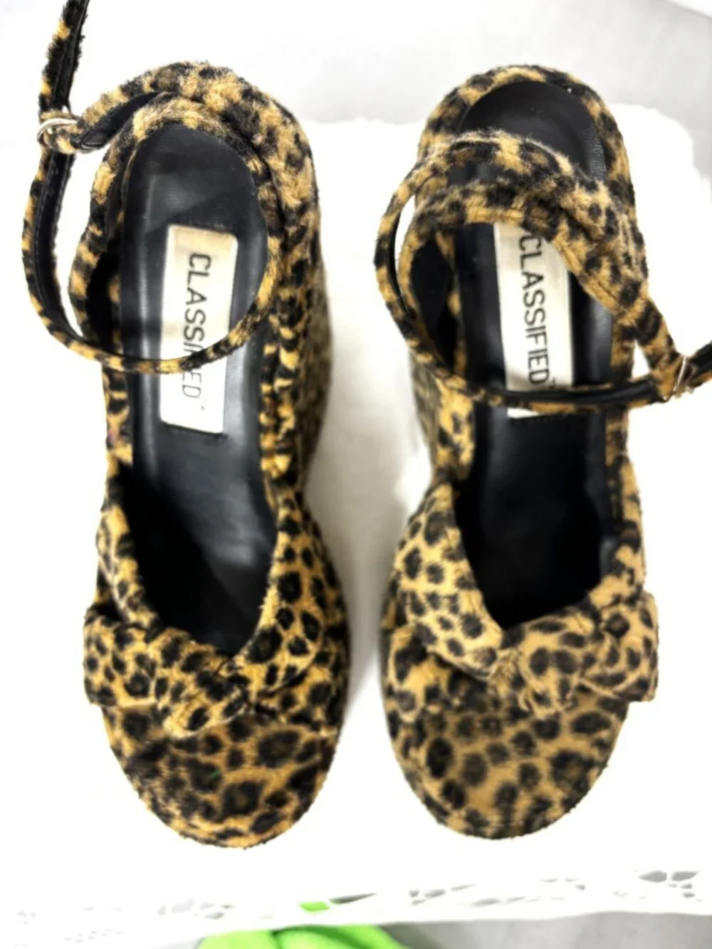 Classified Leopard Fur Platform Shoes 60’s – 70’s style Vintage Sz 6.5